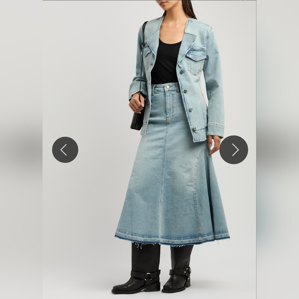 NWT Ganni Stretch Denim Panel Maxi Skirt Size EU 36